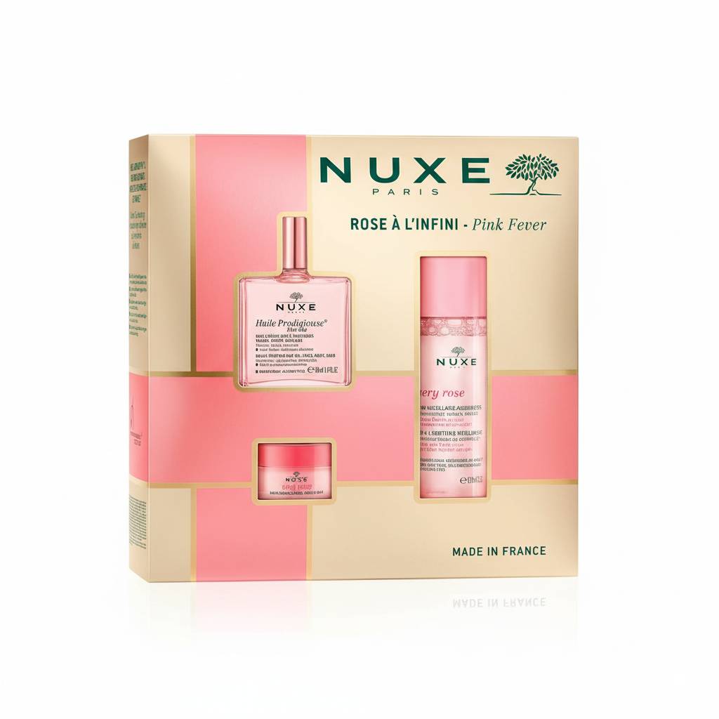 Nuxe Gift Set Rose A L'Infini-Pink Fever Olio Floreale 50ml+Acqua Micellare+Balsamo Labbra