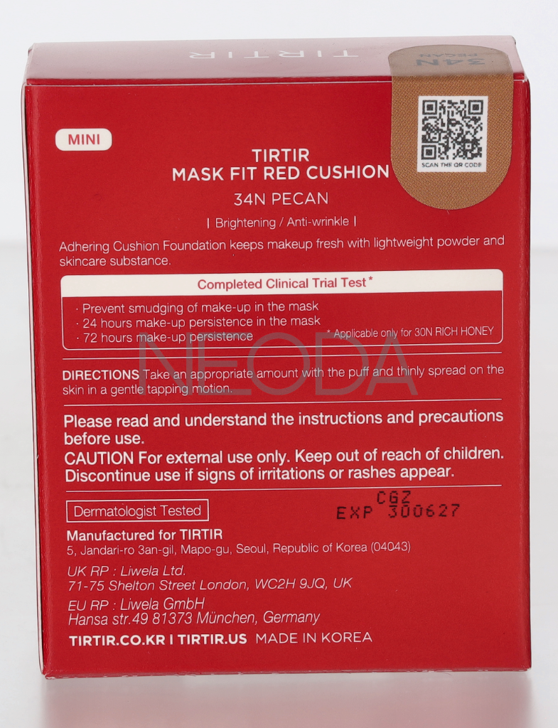 Tirtir Mask Fit Red Mini Cushion Foundation #34N Pecan 4.5g - Image 3