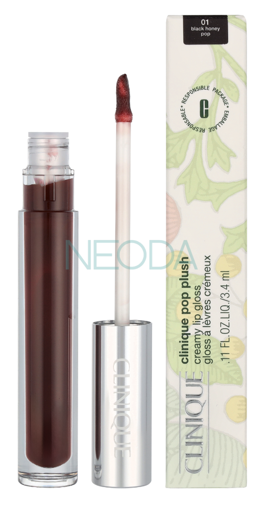 Clinique Pop Plush Creamy Lip Gloss #01 Black Honey Pop - Image 3