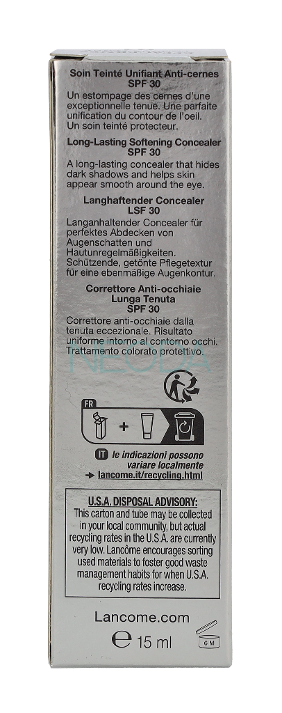 Lancôme Effacernes Longue Tenue Concealer SPF30 Beige Pastel - Image 3