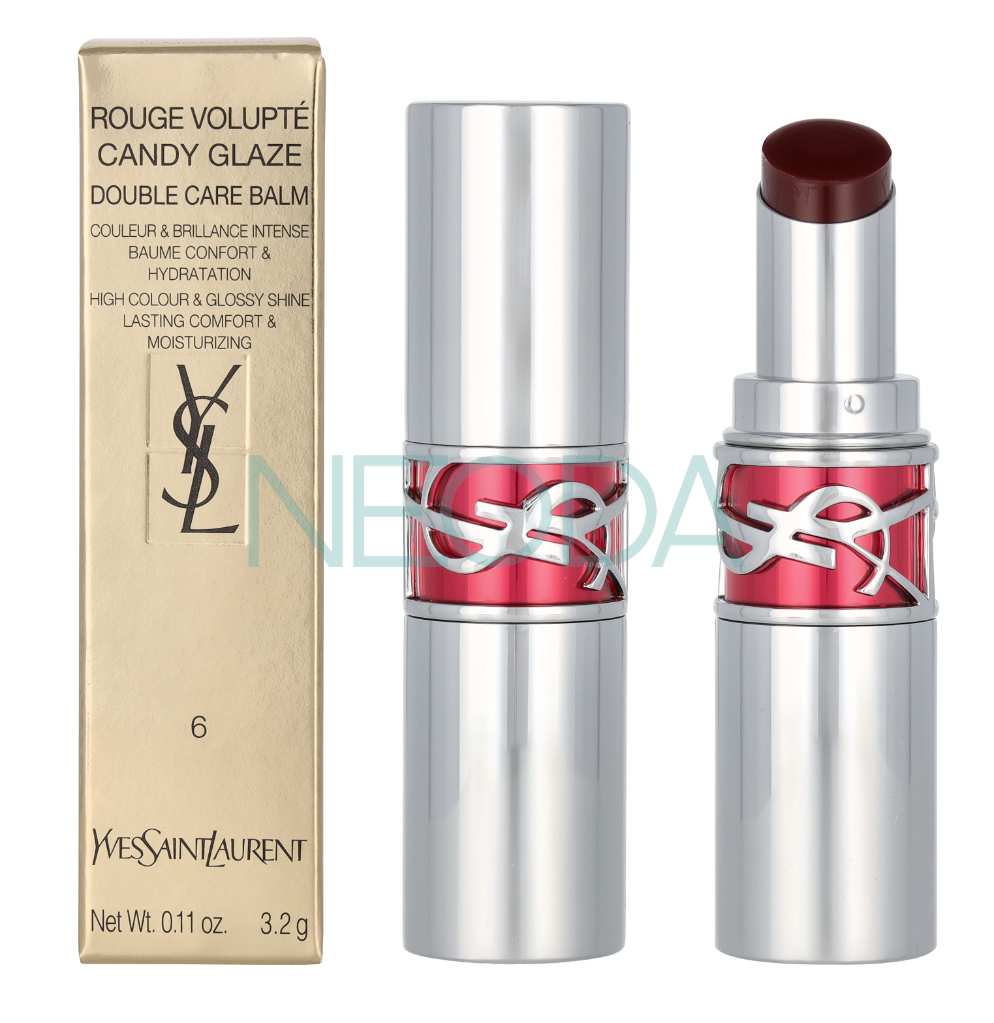YSL Loveshine Candy Glaze Lipstick #06 Burgundy Temptation - Image 3