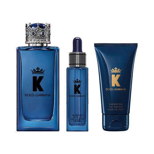 K Gift Set Eau de Parfum + Olio Barba Nutriente + Gel Doccia